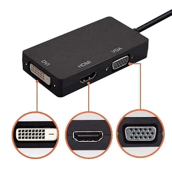 Mini Displayport Thunderbolt Male To Dvi-d Hdmi Vga Adapter Converter 4k 1080p