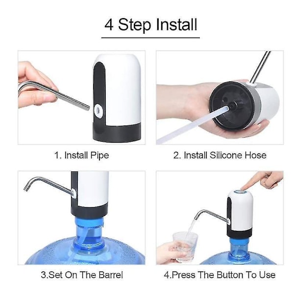 Water Pump Dispenser, Automatic Drinking Water Bottle Pump white