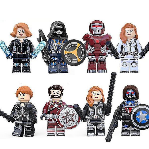 8pcs Superhero Series Black Widow Doll Imitating Master Crimson Mech Winter Soldier Children's Building Block Mini Toy