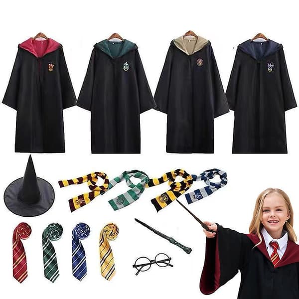 Harry Potter 6-delt Sett Magisk Trollmann Cosplay Kostyme Kappe Red 155cm