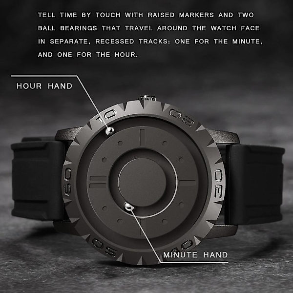 Magnetic Pointer Free Concept Watch(Black)