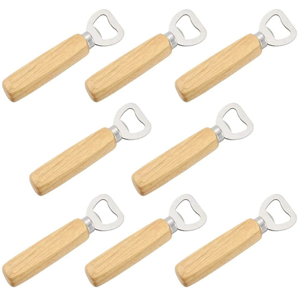 8 Pieces Wooden Handle Beer Bottle Opener, Bottle Opener With Wooden Handle, Beer Bottle Opener With