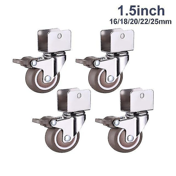 1.5 Furniture Crib Casters Cabinet Clamp With Brake Wheels Soft Rubbe N0.2 18mm
