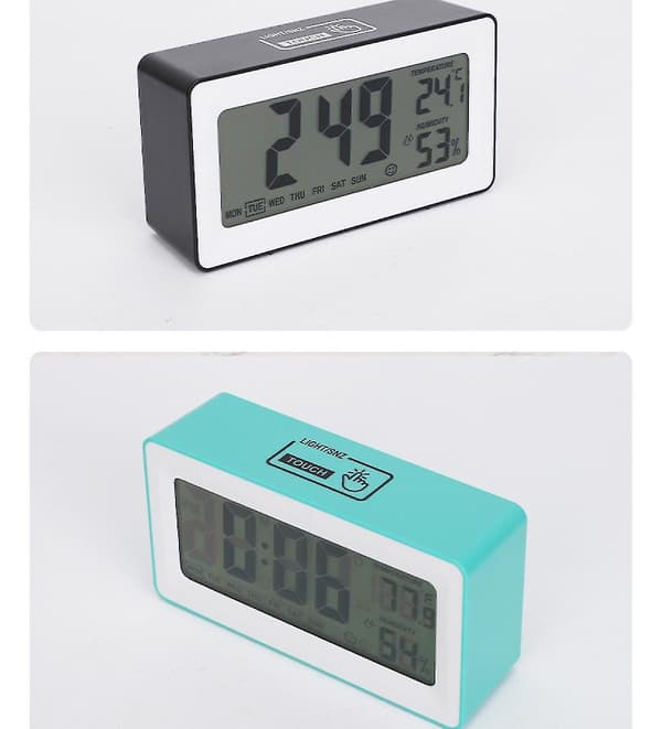 5 Inch Smart Lcd Electronic Clock Desktop With Alarm Clock Luminous Lazy Electronic Clock Multifunctional Fixed Clock Black