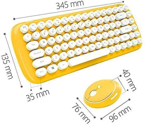 Mini Wireless Keyboard 2.4g Usb Keyboard And Mouse Set, Round Keycap, Multi-color Cute Girly Keyboard... (yellow)