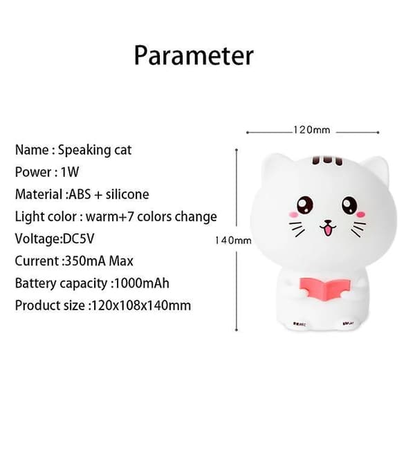 Remote Control Cartoon Silicone Cat Night Light