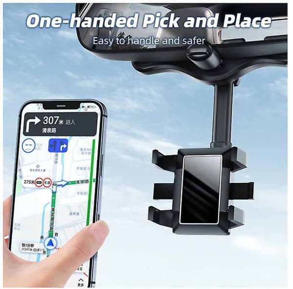 Phone Holder Multifunctional 360 Degree Rotatable Auto Rearview Mirror Seat Hanging