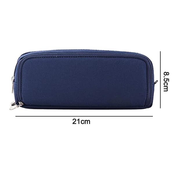 Large Pencil Case, Minimalist Portable Stationery Bag With Handle Blue
