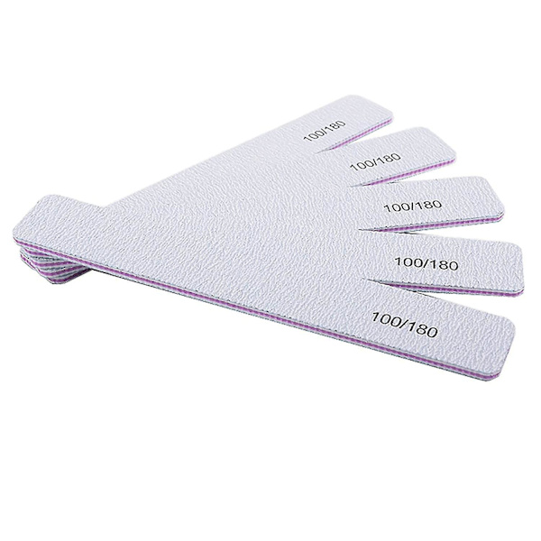 Nail File 12 Pcs Professional Reusable 100/180 Grit Double Sides Washable Nail File Manicure Tools For Poly Nail Extension Gel And Acrylic Nails Tools