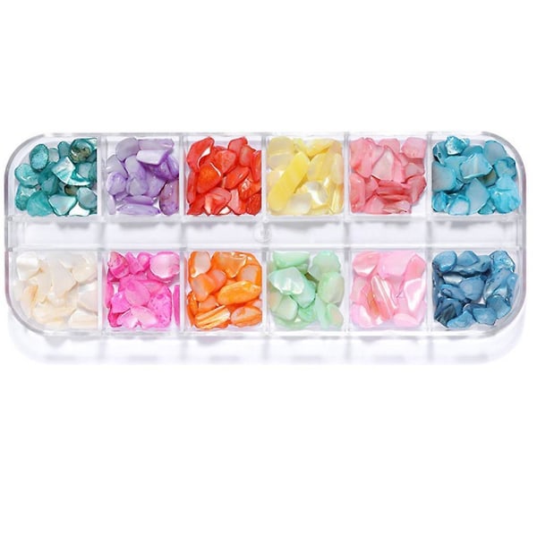 Farverige Negleklistermærker med Havskaller, Naturlige Abalone Fingernegl Decals, 3d Iridescent Glitter Manicure Havfrue Pailletter Skiver, Til Manicure Salon Hjem shape4