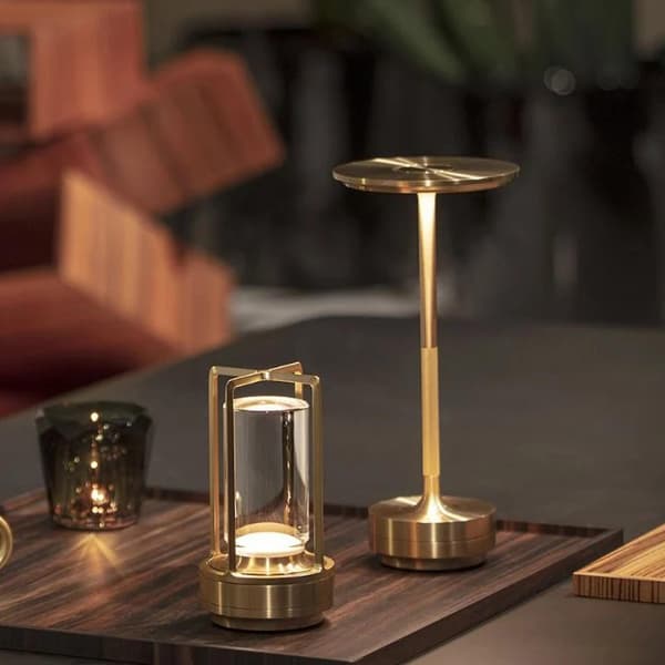 Rechargeable Table Lamp Cordless Touching Control Crystal Lamp Dimmable Soft Light Metal Waterproof Touch Night Light Silver