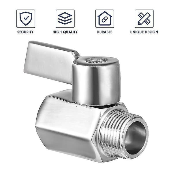 Heavy Duty Steel Mini Ball Valve, Thread Shut- Off Valve Ball Valve Shut Off Switch, Thread Pipe Fitting Stainless Steel Handle ( Silver )