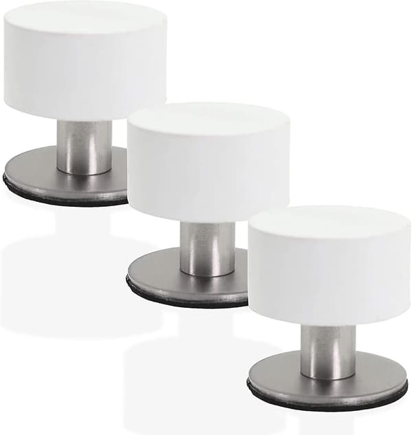 3-pack Rubber Door Stops, Impact Buffer, Sound Dampening Bumper For Home, Offices -no Drill Installation With Strong 3m Adhesive Back - White