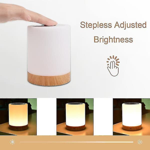 Dimmable Led Colorful Creative Wood Grain Charging Night Light Bedside Table Lamp Atmosphere Light