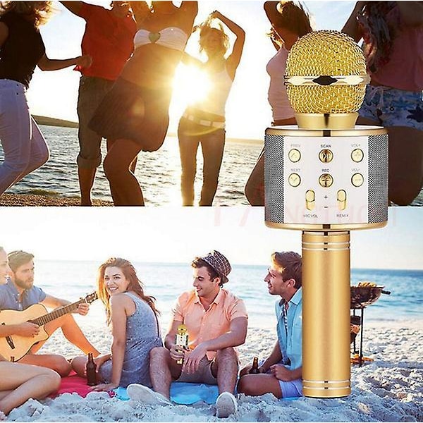 Bluetooth Microphone Speaker Handheld Microphone Karaoke Mic Music Player Singing Recorder Black