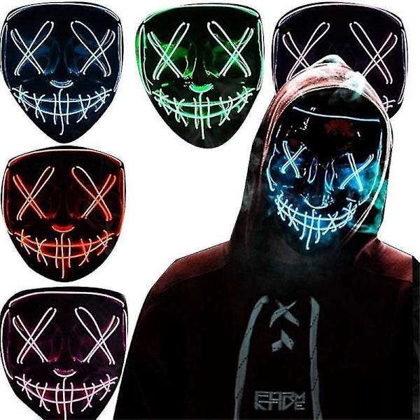 Halloween Clubbing Light Up Led Mask Costume Rave   Party Purge 3 Modes Green