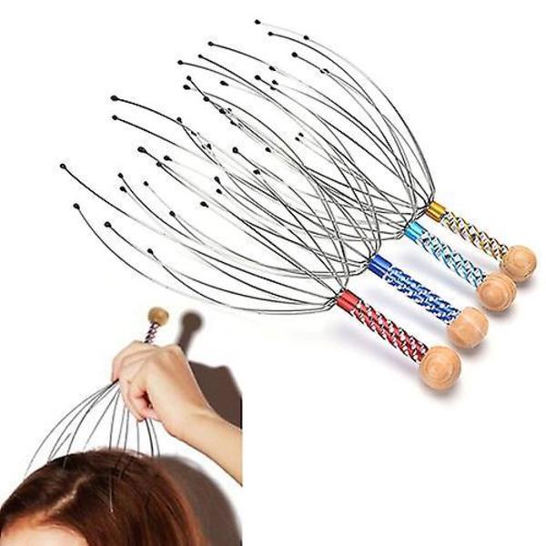 Head Relax Massager Healing Neck Claw Massage Anti-stress Pain Relief Octopus Scalp Relax Spa Headache Stimulate Blood Circulate Red