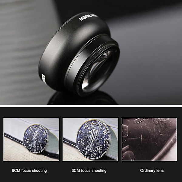 2 In 1 Universal 37mm 0.45x 49uv Wide Angle Macro Cell Phone Camera Lens Kit Golden