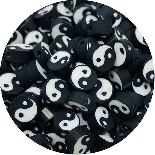 Smiley Face Beads Fruit Spacer Beads Color Polymer Clay Beads For Diy Jewelry Tai Chi Balck White