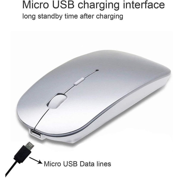 Rechargeable Bluetooth Wireless Mouse For Macbook/macbook Air/pro/ipad Silver