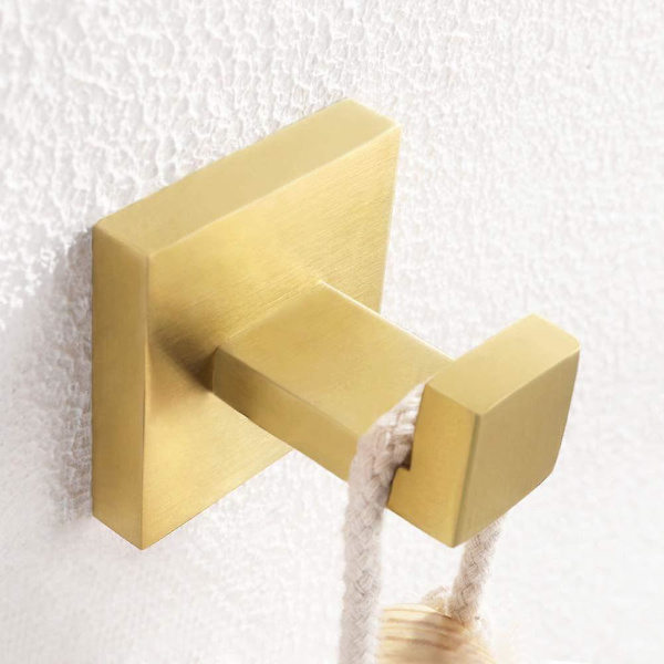 Bathroom Square Towel Hook High-end Matte Black Finish Coat Hat Hook Polished Chrome