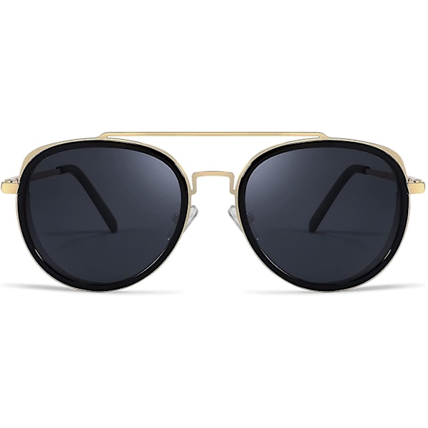 Retro Steam Punk -aurinkolasit, pyöreät steampunk-kaksoissiltalasit naisille ja miehille B2822 Grey Lens