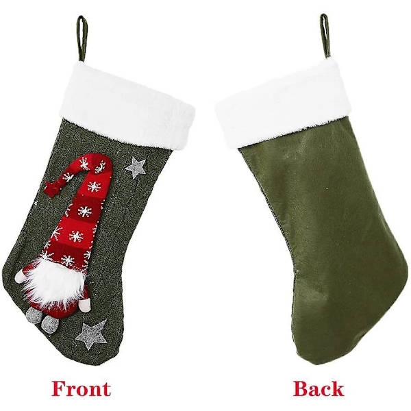 3 Pakk Strikkede Julestrømper 48 cm Plysj Store Svenske Nisse Julestrømper Peis Hengende Strømper For Familie Juledekorasjon Høytid S