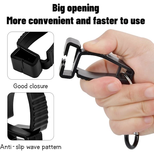 4 Stk. Handskeklips Holder Skridsikker Arbejdshandske Klips Holder Handskeklips Med Karabinhage Klemme Sikkerheds Arbejdsbeskyttelse Klips Til Nøgle Hjelm Håndklæde, Sort