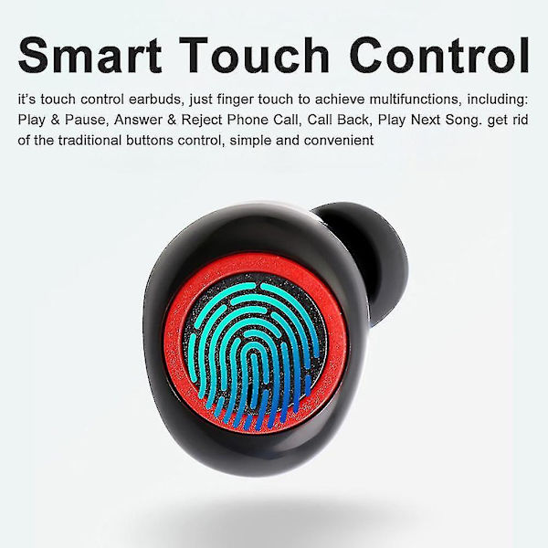 Wireless Bluetooth-compatible 5.0 Touch Control Earphone Earbuds With Mic Charging Box Black Blue