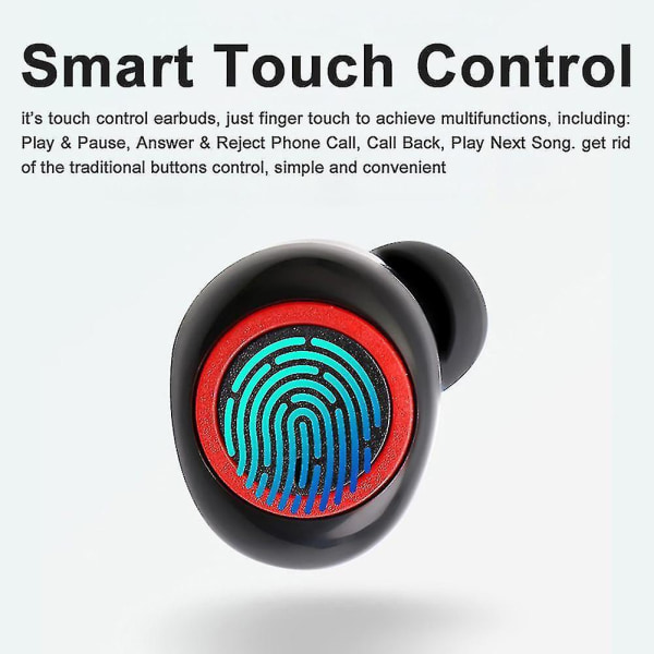 Wireless Bluetooth-compatible 5.0 Touch Control Earphone Earbuds With Mic Charging Box D