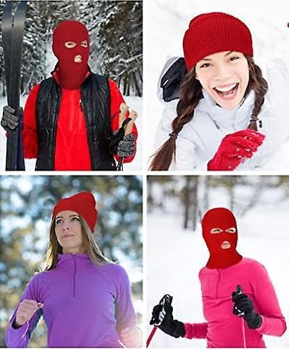 3-hulls strikket helmaske ski halsvarmer, vinterbalaklava red