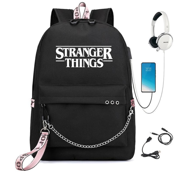 Stranger Things Backpack Usb Charging Backpack Male And Female Students Schoolbag Foreign Trade