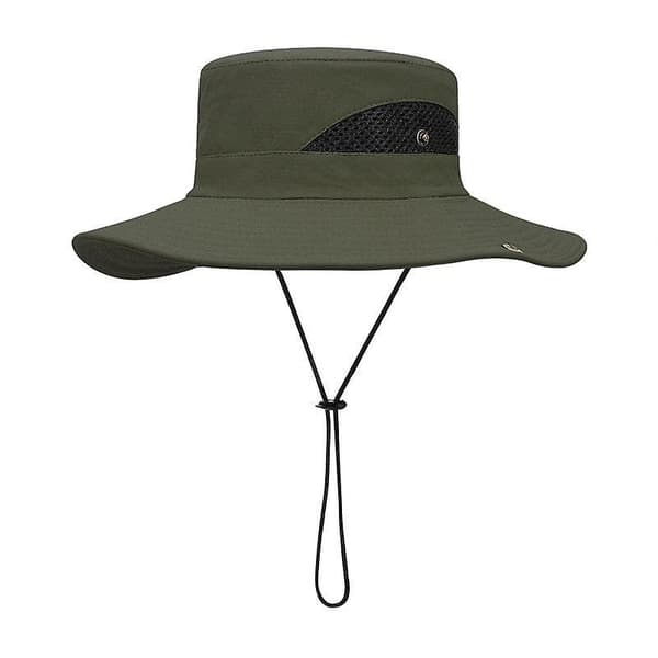 Sommerhat til mænd med bred skygge, UV-beskyttelse, solcreme, sammenfoldelig hat (militærgrøn) green