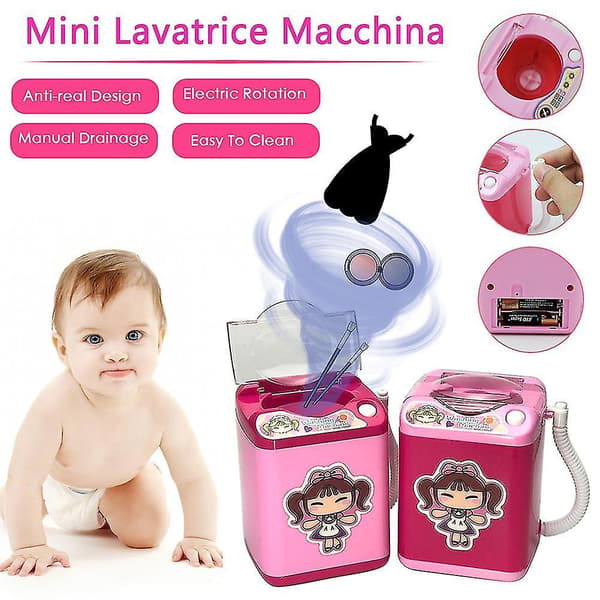 Multifunctional Mini Cosmetic Brush Powder Puff Washing Machine Simulation Toy Black girl