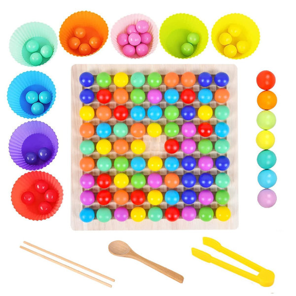 Wooden Clip Beads Board Game Montessori Toys Wooden Bead Puzzle Toy Elimination Game