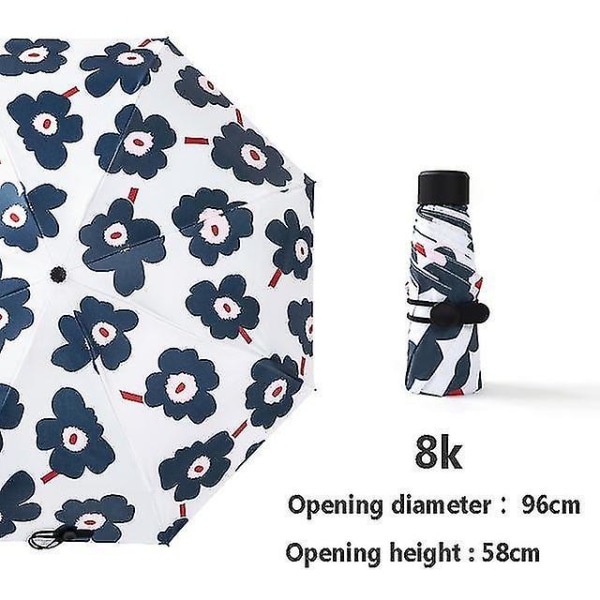 Mini Lomme 5 Foldbar Solskærm Solrig Paraply Regn Kvinder Solbeskyttelse Jeju garden 8k