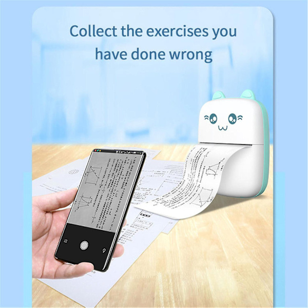 Mini Pocket Thermal Printer Wireless Bluetooth Photo Printing Machine White Blue