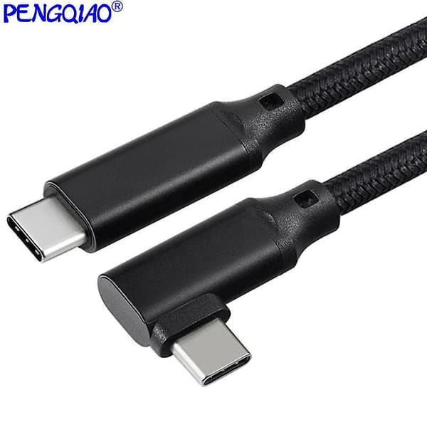 Link Kabel 5m Type-c Til Type-c Flettet 90 Graders Signalforsterker 6gbps Dataoverføring - Virtual Reality Headset Gaming PC Black 1M