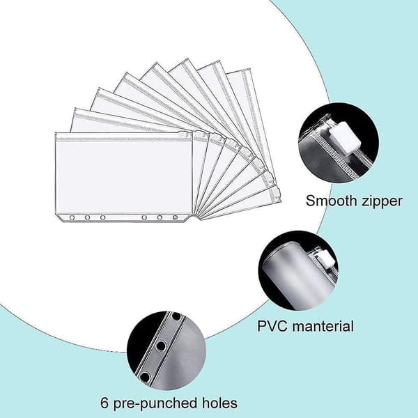 A6 Pu Leather Budget Binder,Include Budget Wallet,Zipper Envelopes,Budget Sheets,Stickers,Blue