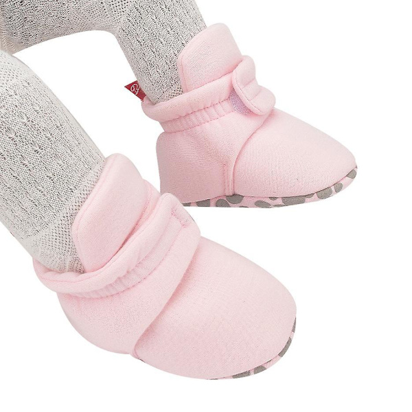 Baby Unisex Baby Sutsko, Økologisk Bomuld Justerbare Spædbarnssko Pink Grey 11cm