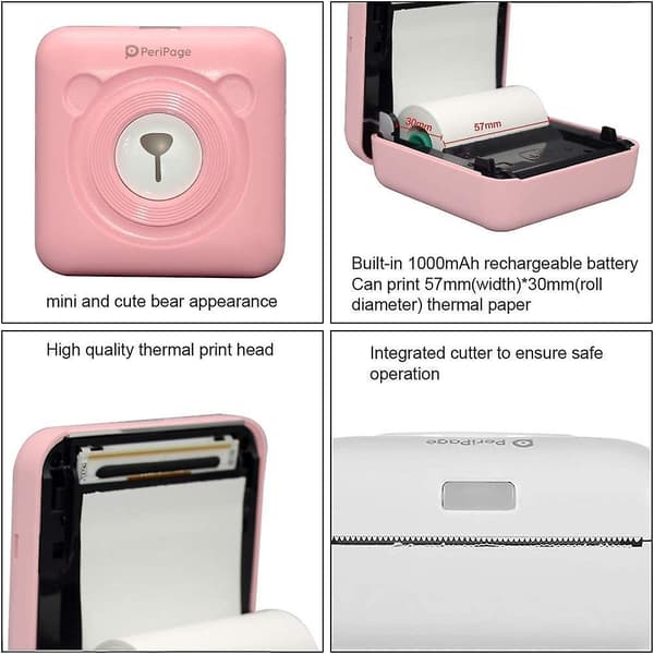 Mini Printer, Trådløs Termisk Etiketprinter, Sticky Note Kvittering, Egnet Til Android Ios Smart Phone Windows, Med 6+1 Ruller Udskriftspapir