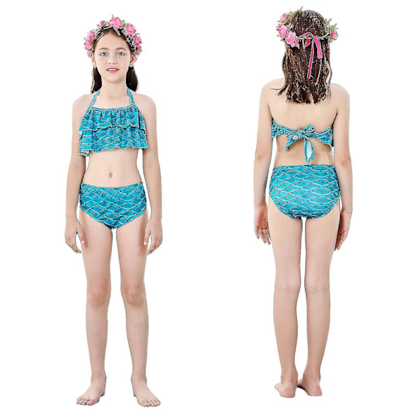 Børn Piger Havfruehale Bikini Sæt Badetøj Badedragt Svømmekostume Color 8 140
