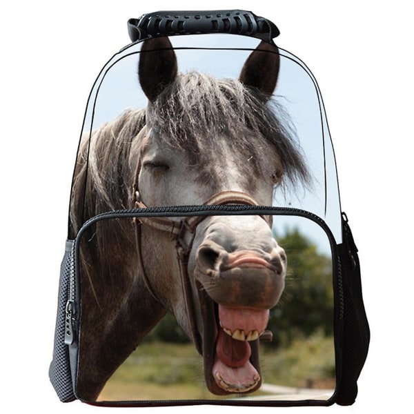 3d Horse Print Unisex Backpack Gray