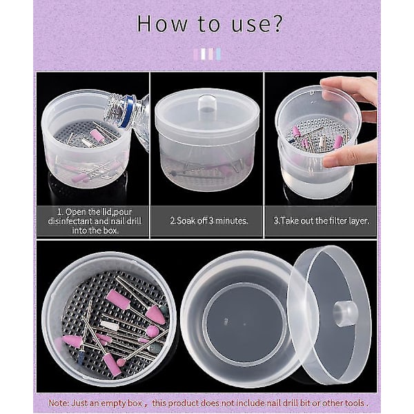 Nail Art Drill Bits Grinding Head Sterilizer Disinfection Box Manicure Storage Case Clippe