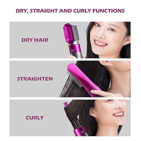 5 In 1 Hair Electric Hair Styler Hair Dryers Curler Straighteners Blow Dryer Brush Dry Set Rose UK