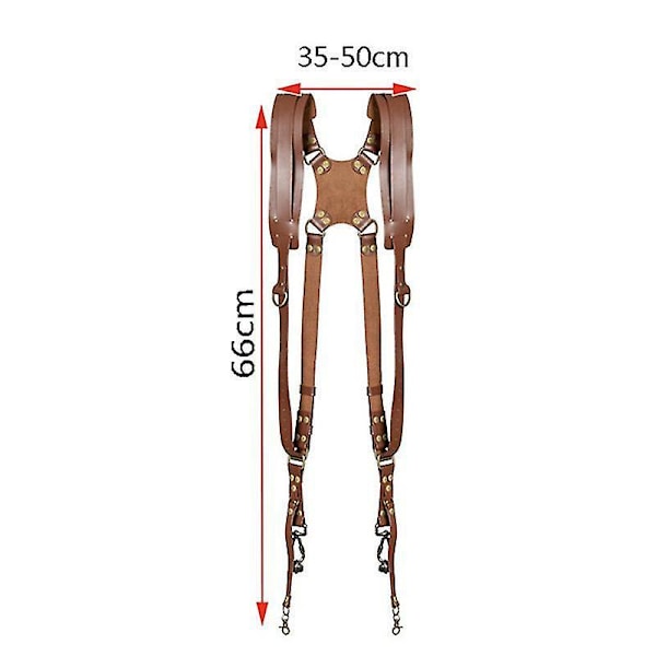 Camera Strap Accessories For Two-cameras  Dual Shoulder Leather Harness  Multi Camera Gear For Dslr/slr Strap Dual Camera Strap Holder Holste BROWN