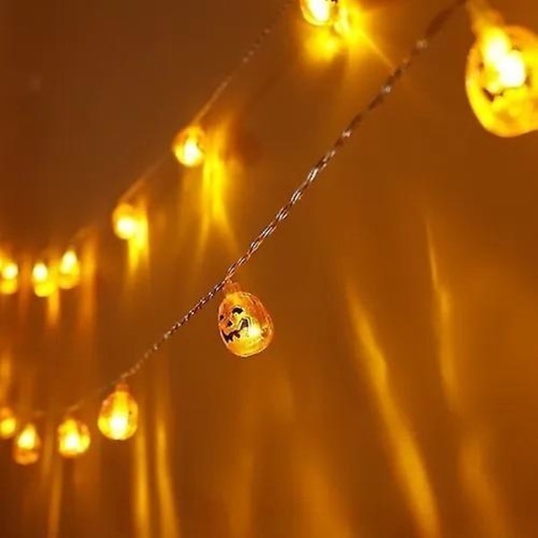 Halloween-pihajuhlien koristevalot, 8 tilaa, vedenpitävä paristokotelo, kaukosäädin, 3D-haamukasvo, kurpitsa-LED-valosarja (keltainen) (1 kpl)