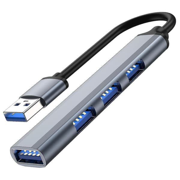 Dockingstasjon 4 Porter Høyhastighets Bærbar Usb 2.0/3.0 5gbps Usb Hub Splitter Utvider For Datamaskin Silver USB