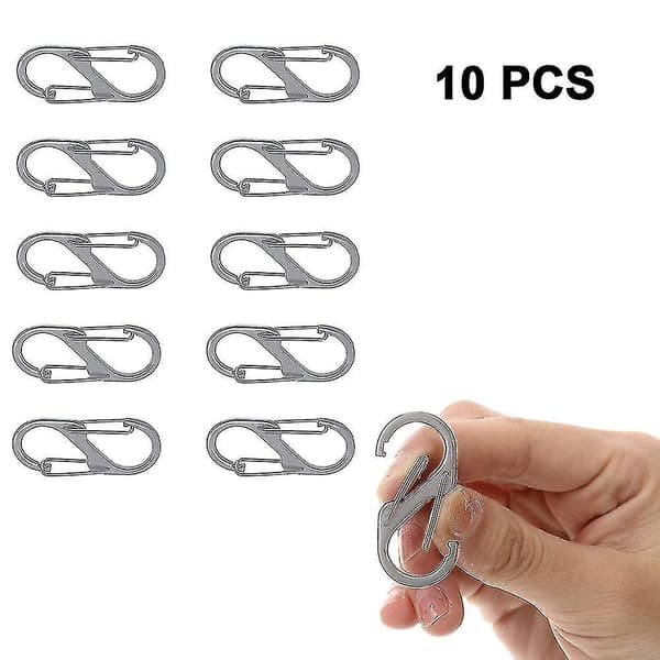 Carabiner Clip, S-shaped Hooks, Aluminum Alloy Dual Locking,10 Pcs