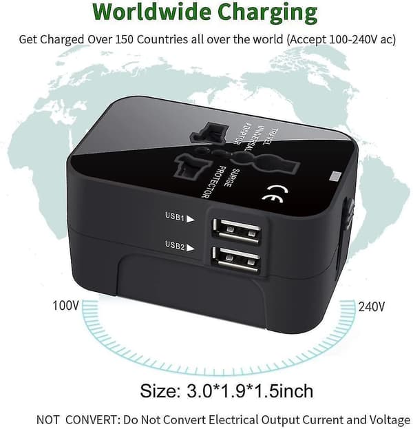 All-in-one Travel Adapter Ac Power Plug Wall Charger White